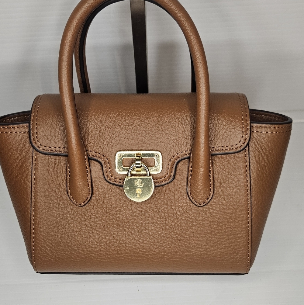 Lauren Ralph Lauren Pebbled Leather Small Tanner SatchelTan - Picture 3 of 5